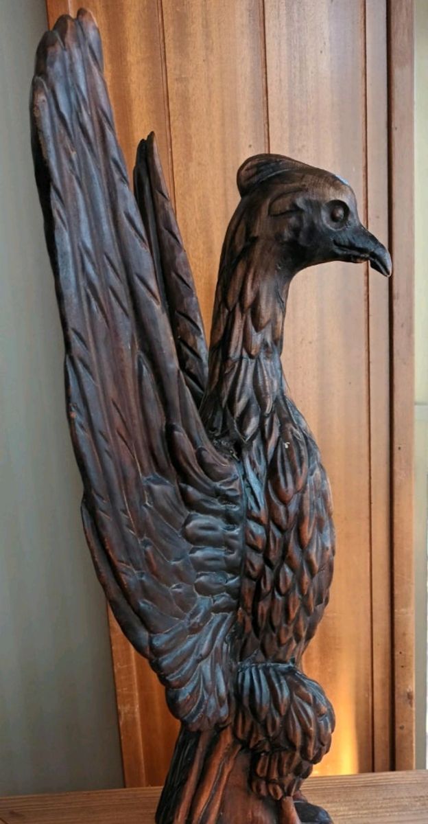 FIGURA FAISÁN DE MADERA TALLADA.