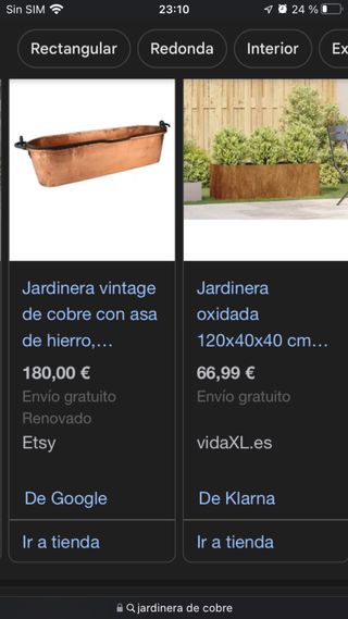 jardinrera de cobre vintage