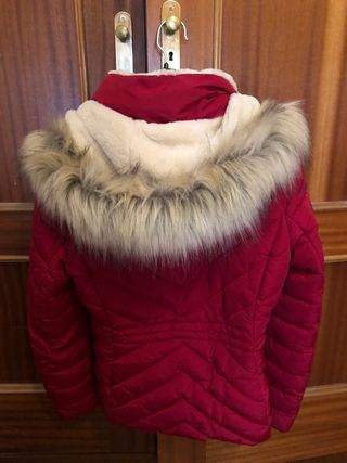 Abrigo chaqueta roja con capucha mujer talla L