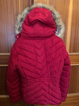 Abrigo chaqueta roja con capucha mujer talla L