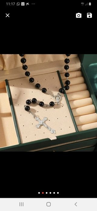 Plata collar, Rosario con cruz Nueva a estrenar