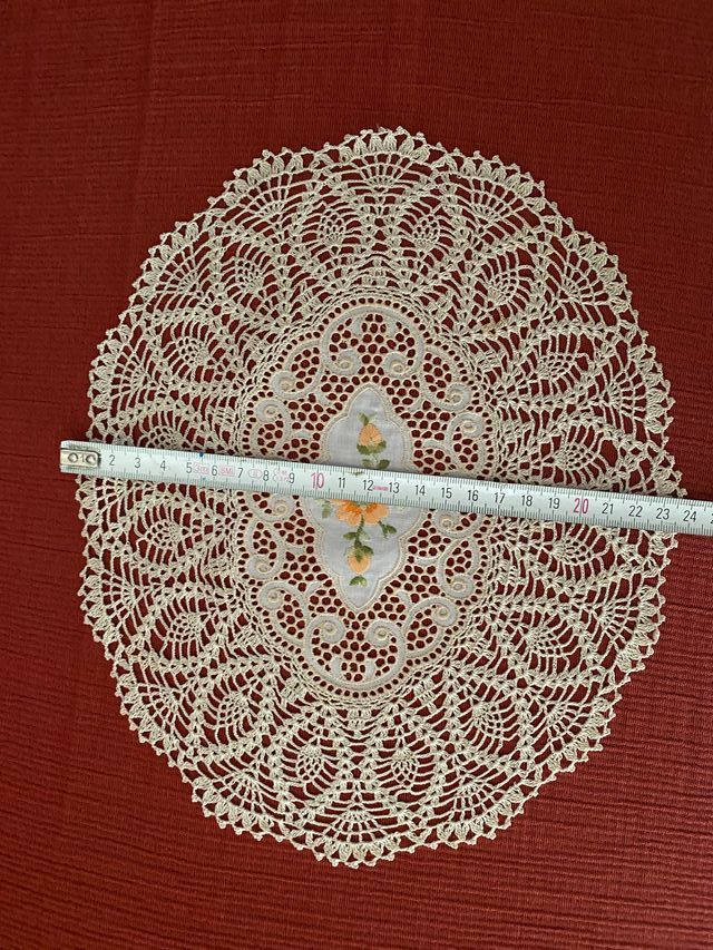 Tapete ganchillo crochet flor naranja