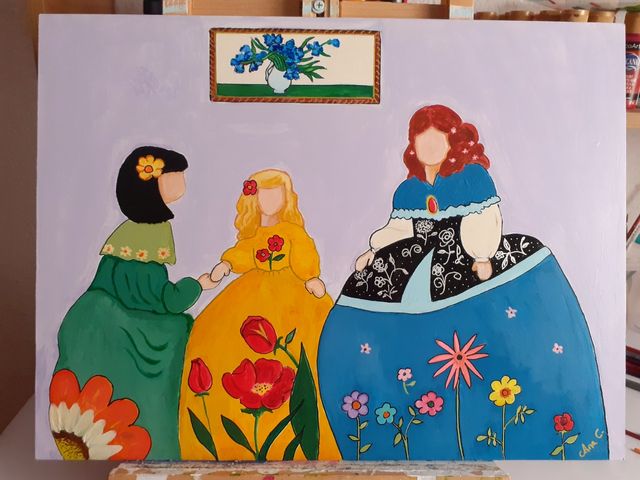 Cuadro Meninas Florales