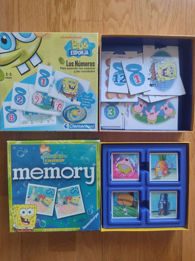 Juegos de mesa: MEMORY / LOS NÚMEROS (Bob Esponja)