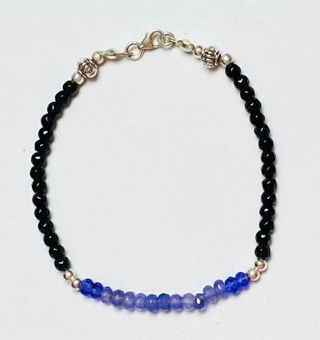 Pulsera de turmalinas y agatas en plata de ley 925