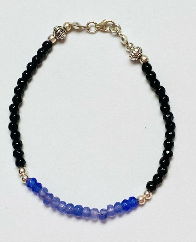 Pulsera de turmalinas y agatas en plata de ley 925