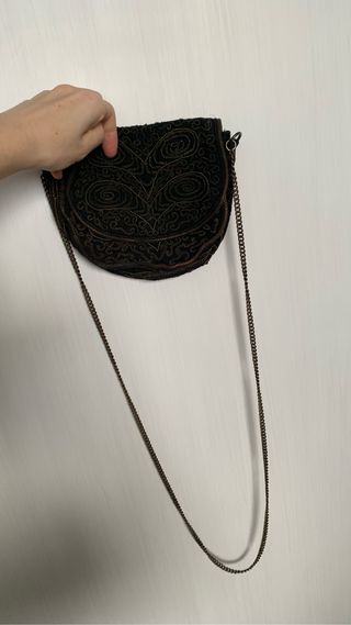 Bolso negro dorado con asas fiesta evento