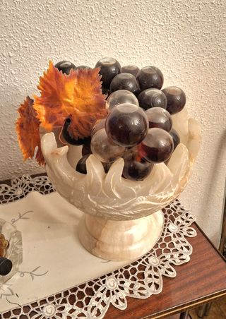 Cuenco / Jarrón / Frutero de Alabastro blanco.