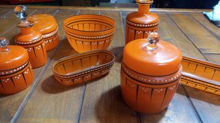 Cristalería de tocador antigua naranja