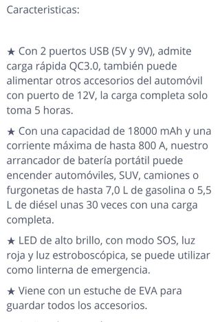 Arrancador de coche multifunción diesel/gasolina 