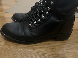 botines negros cordones piel