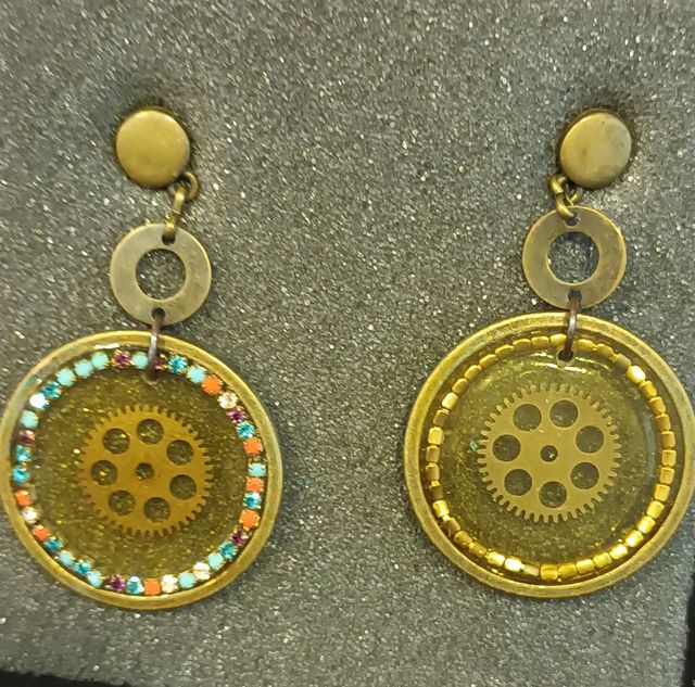 Pendientes redondos piedras colores