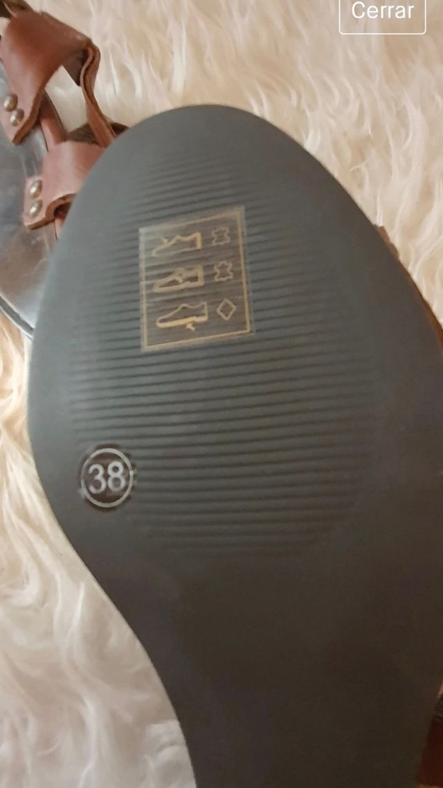 Sandalias tiras, cuña, piel, marca Unit.