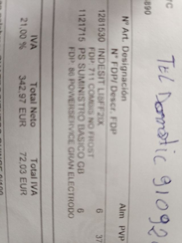 baldas combis nevera Indesit