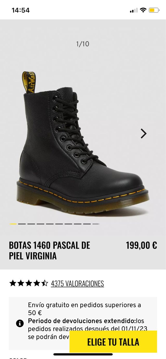 botas de piel Dr. martens 1460 Pascal de virginia