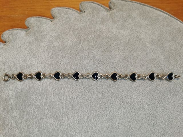 Braccialetto con cuori argento e smalto