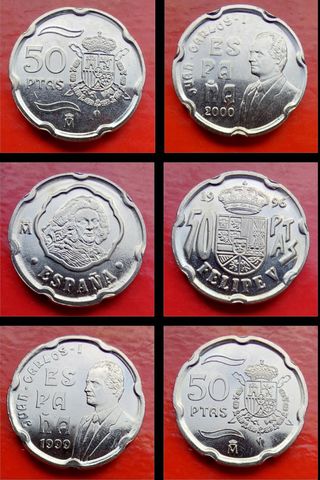 LOTE 12 MONEDAS 50 PESETAS 1990 AL AÑO 2000