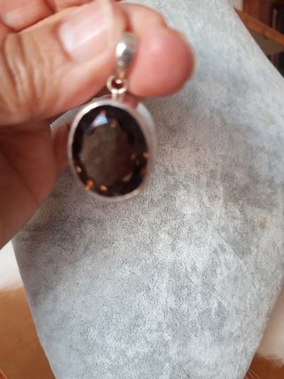Colgante cuarzo ahumado plata 925