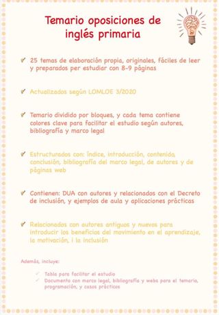 Temas oposiciones inglés primaria