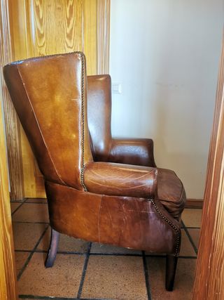 SILLÓN PIEL OREJERO VINTAGE