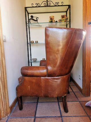 SILLÓN PIEL OREJERO VINTAGE