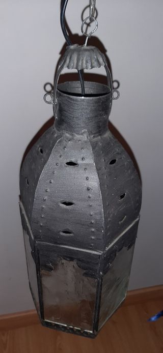 FAROL DE TECHO DE METAL CON CRISTALES