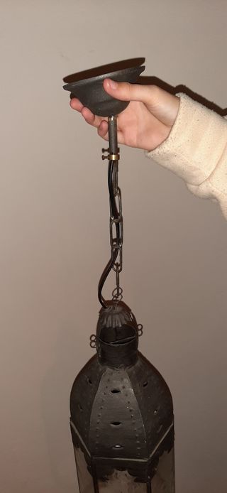 FAROL DE TECHO DE METAL CON CRISTALES