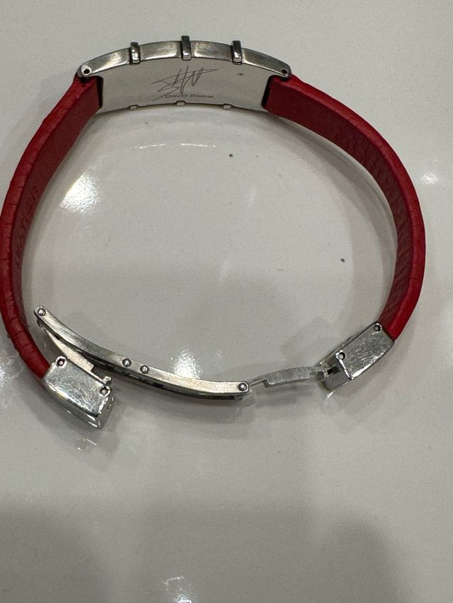 Pulsera de acero y cuero rojo Viceroy