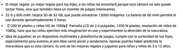 Cámara Digital Niños · Nueva a estrenar