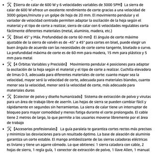 Sierra de Calar 600W Caladora · Nueva a estrenar