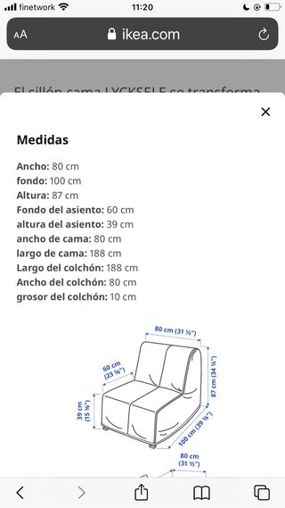 Sillón cama Ikea sin uso