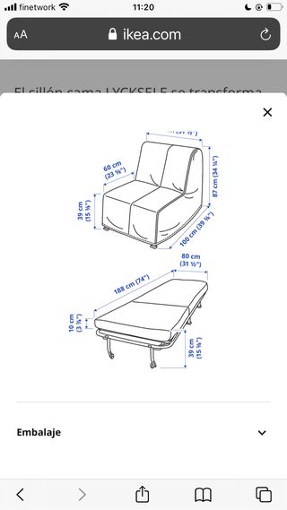 Sillón cama Ikea sin uso