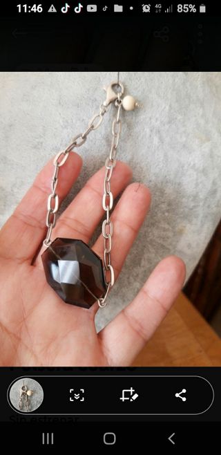 Pulsera plata 925 cuarzo ahumado 