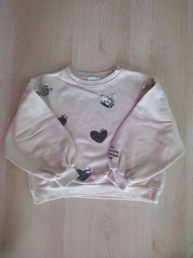 Sudadera corazones lentejuelas Zara niña 9 años