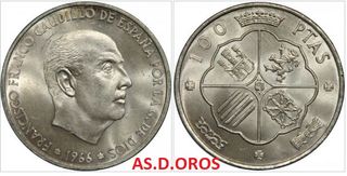 MONEDA FRANCO 100 PESETAS AÑO 1966*66 PLATA