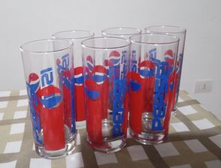 Lotto 6 Bicchieri Vintage Da Collezione Pepsi