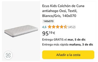 Colchón y nórdico 140x70 maxi cuna.