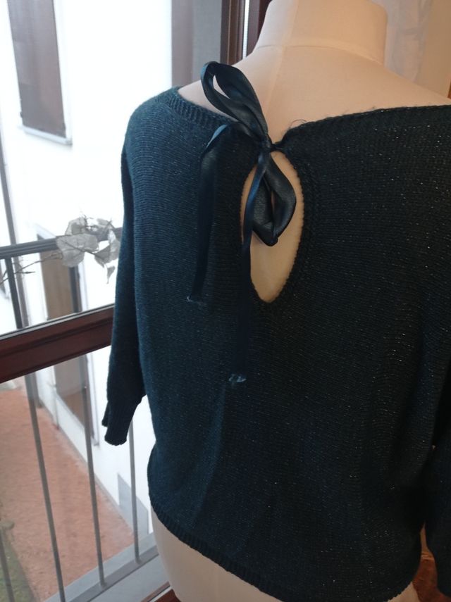 Maglione verde petrolio e lurex,