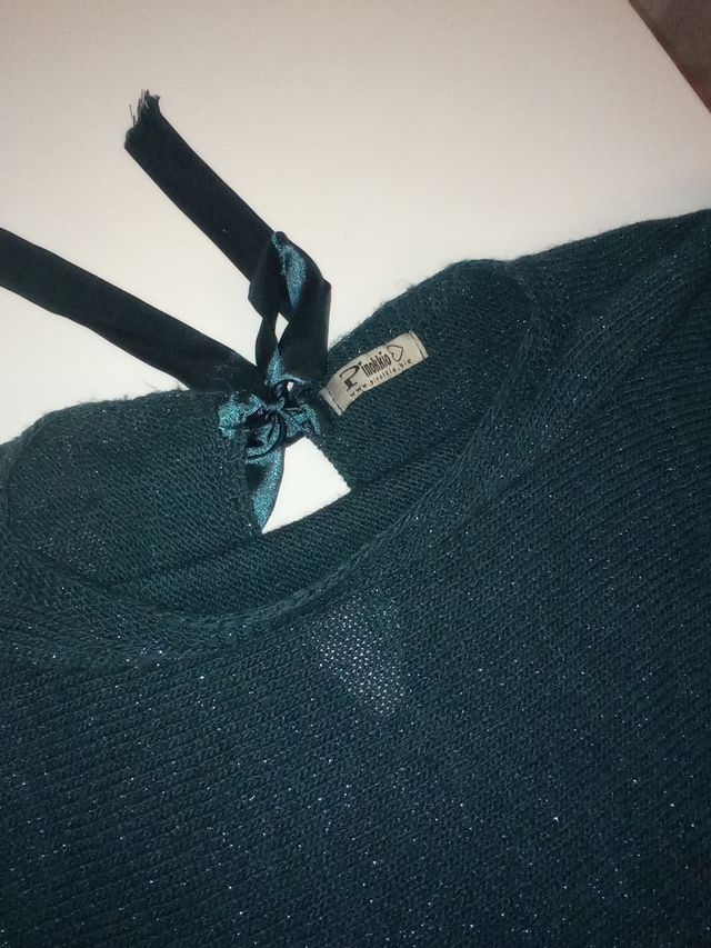 Maglione verde petrolio e lurex,