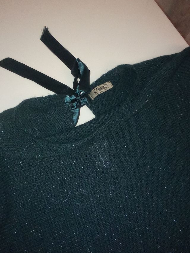 Maglione verde petrolio e lurex,