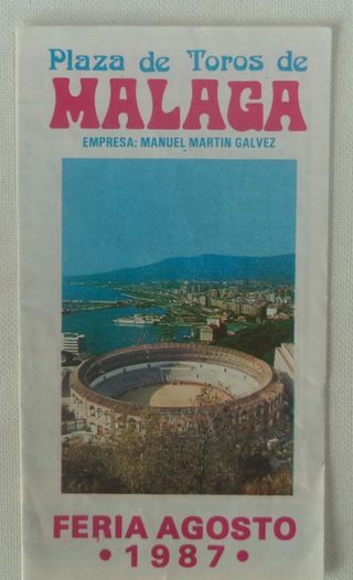 CARTEL O ALMANAQUE PLAZA DE TOROS DE MALAGA