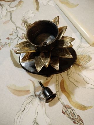 Candelabro portavelas bronce