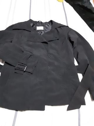 chaqueta impermeable M Lefties negra cinturón tela