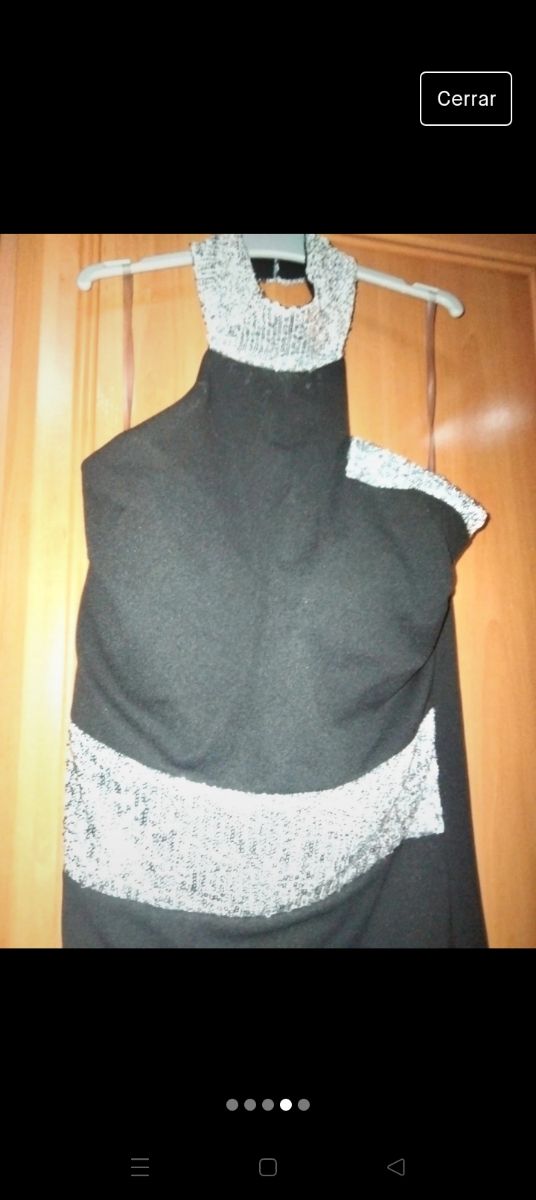 Precioso vestido y partes en lentejuelas plateadas