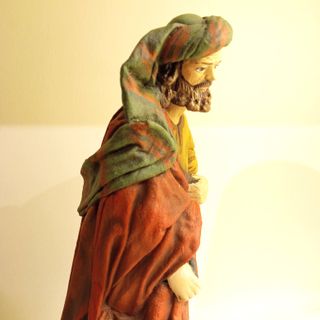 Pastor de Belén con ofrenda de frutas