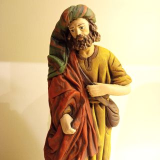 Pastor de Belén con ofrenda de frutas