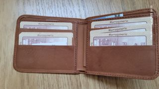 Cartera billetera de piel, camel, nueva