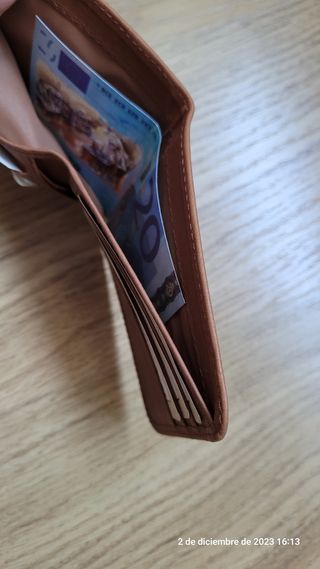 Cartera billetera de piel, camel, nueva