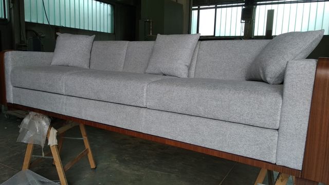 Divano NUOVO Noce Canaletto e Lino MADE IN ITALY -