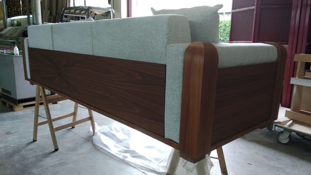 Divano NUOVO Noce Canaletto e Lino MADE IN ITALY -